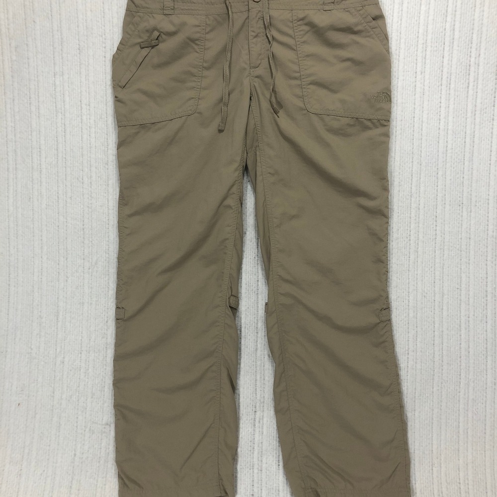 The North Face Womens 12 Horizon Hiking Pants Tan Ripstop Drawstring Straight